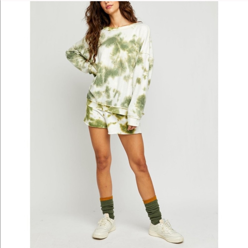 Free People Kelly washed sweater set in army combo - Picture 2 of 12
